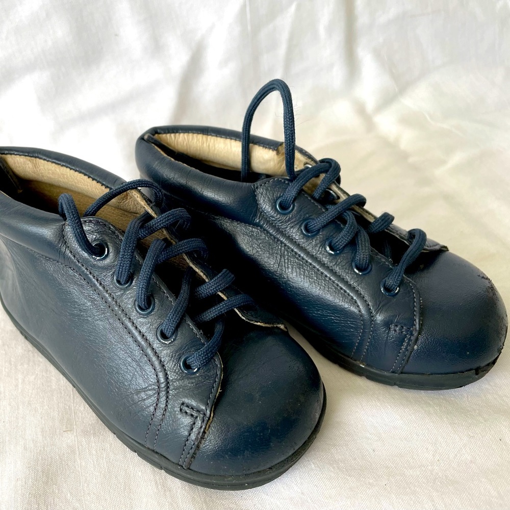 Jumping Jacks Blue leather toddler booties laced high ankle support 5.5 size